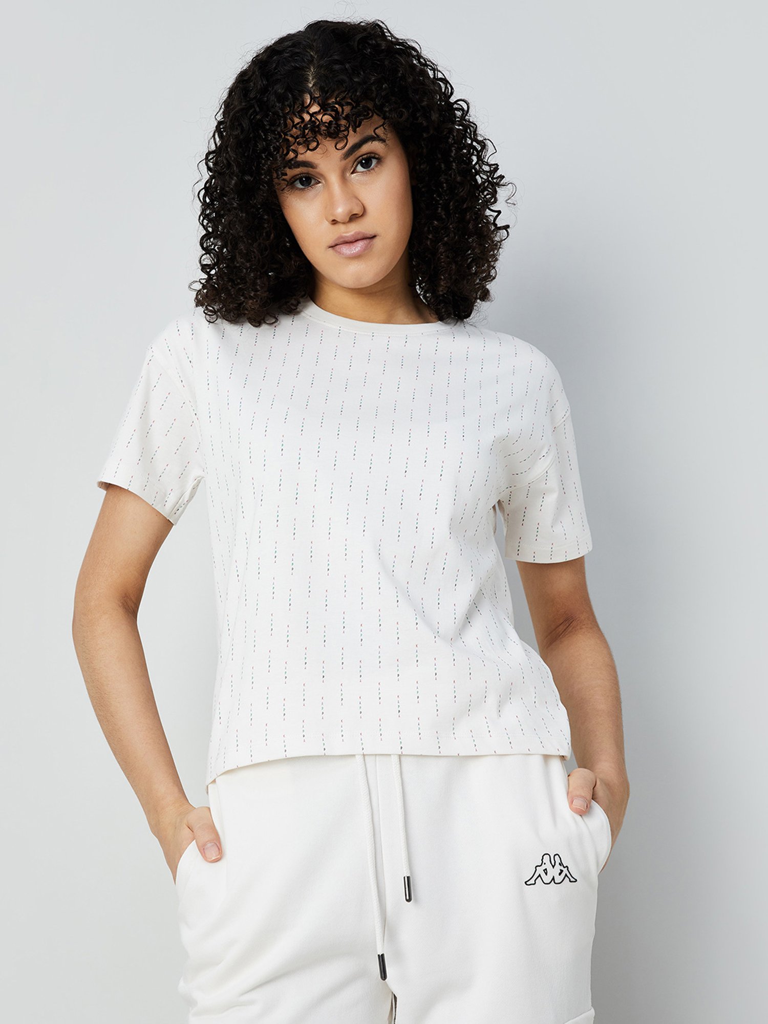 KAPPA White Cotton Printed T-Shirt