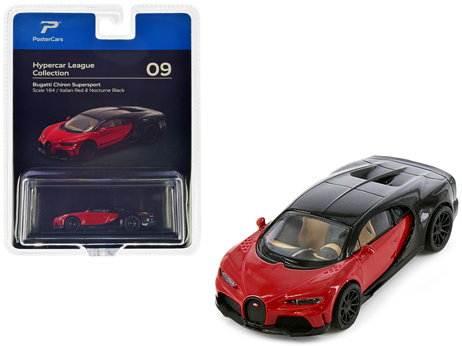 Bugatti Chiron Italian Red and Nocturne Black 1/12 Model Car by Autoart