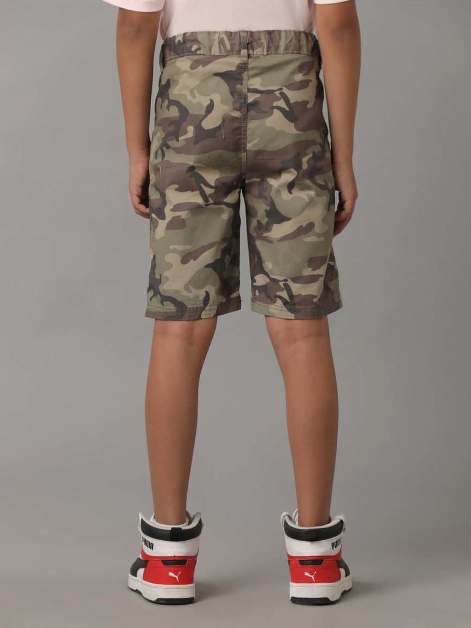 Under Fourteen Only Kids Green Cotton Camouflage Shorts
