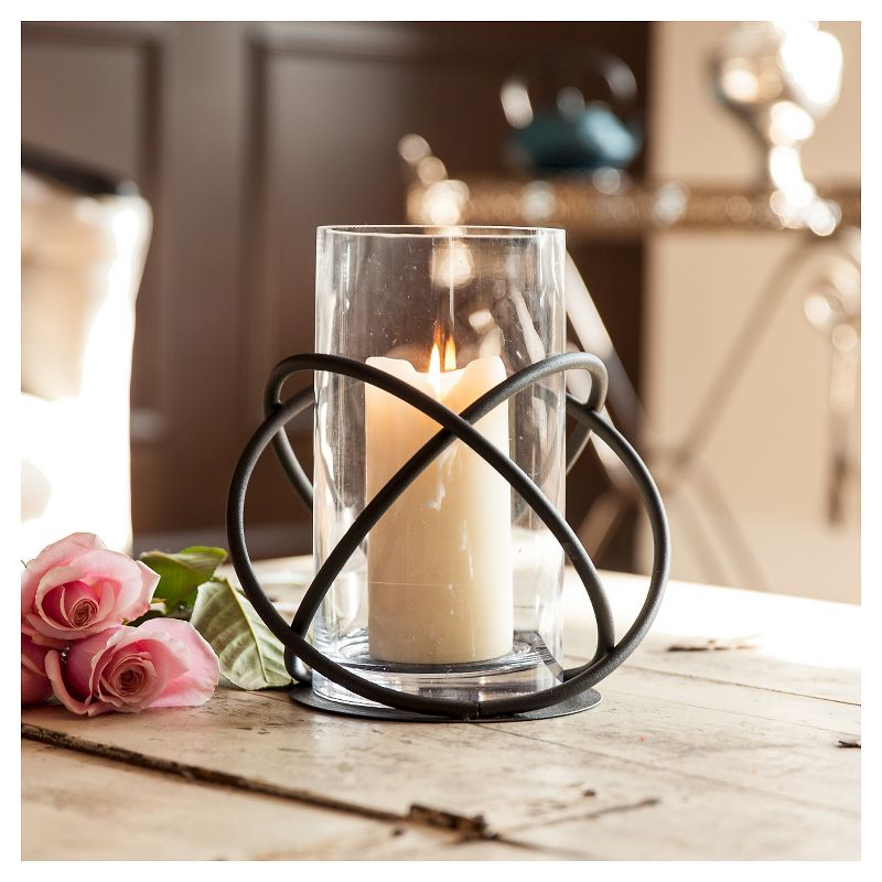 Metal & Glass Single Candle Holder Black - Danya B