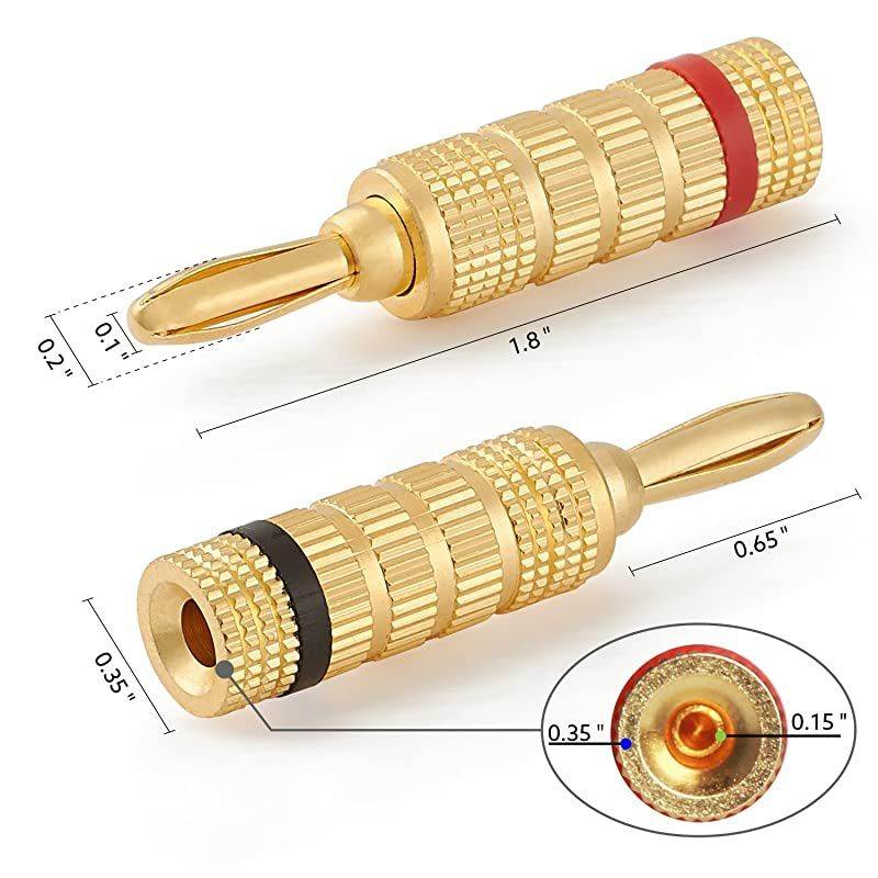 WG3333 24k Gold Plated Speaker Banana PlugsClosed Screw Type 6 Pairs 12 PLUGS