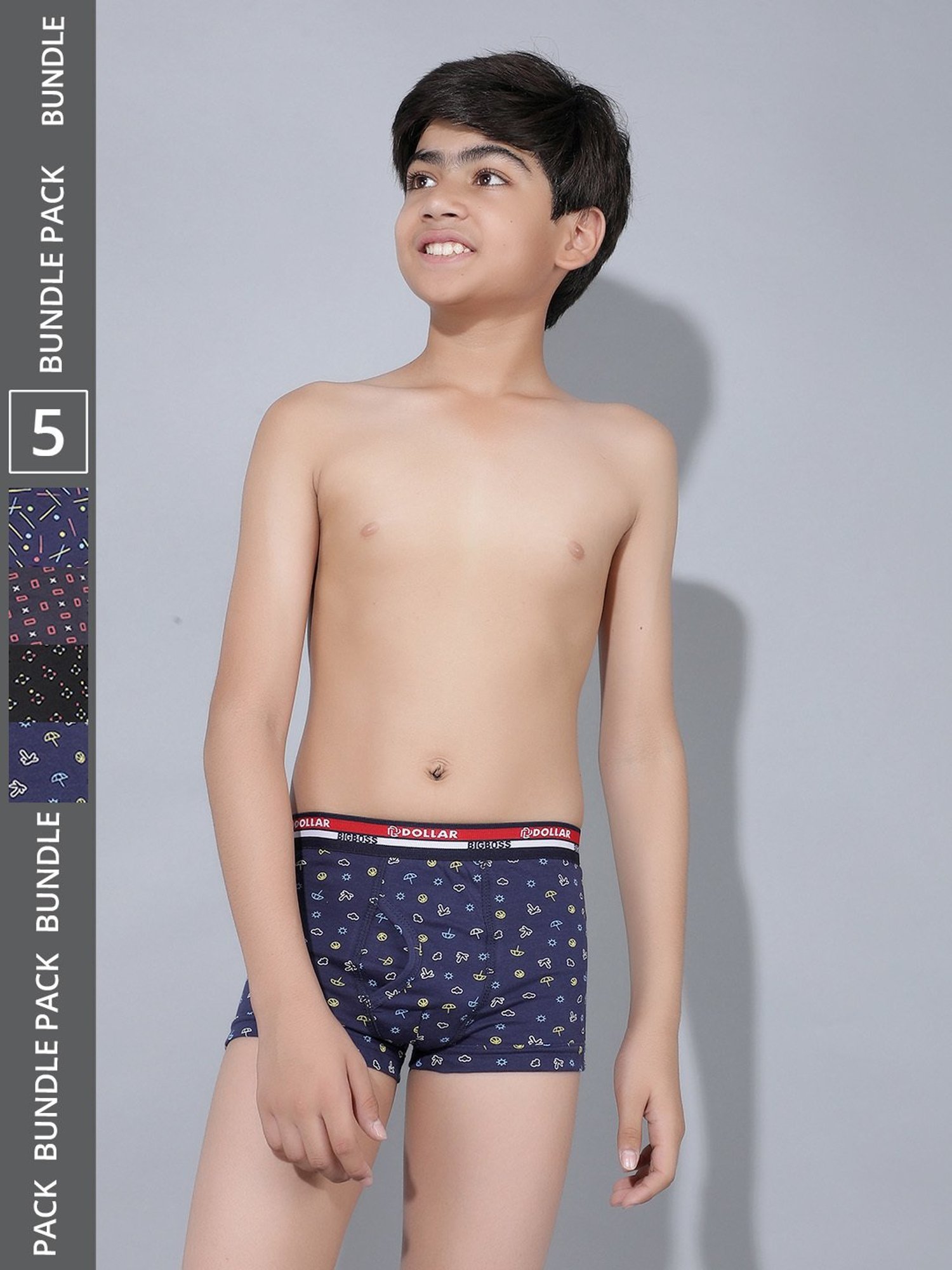 HOP Kids by Westside Yellow Printed Cotton Briefs - Pack of 5