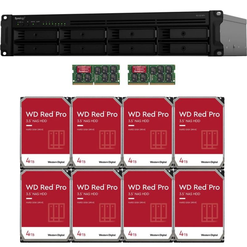 Synology RS1221RP+ RackStation with 32GB RAM and 64TB (8 x 8TB) of Western Digital RED PRO NAS Drives Fully Assembled and Tested By CustomTechSales