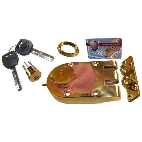 Super Lock (Like MUL-T-LOCK) Solid Jimmy Proof Deadlock Deadbolt Single Cylinder Lock Set with High Security Rim Cylinder with Comfortable Triangular thumb turn, HIGH SECURITY 006 KEYWAY