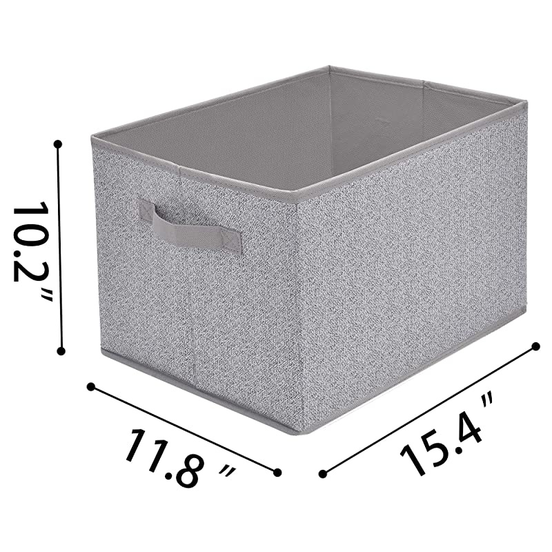 Storage Bin for Shelves Fabric Closet Organizer Shelf Cube Box with Handle Home Office Storage Baskets Gray Extra Large 3Pack