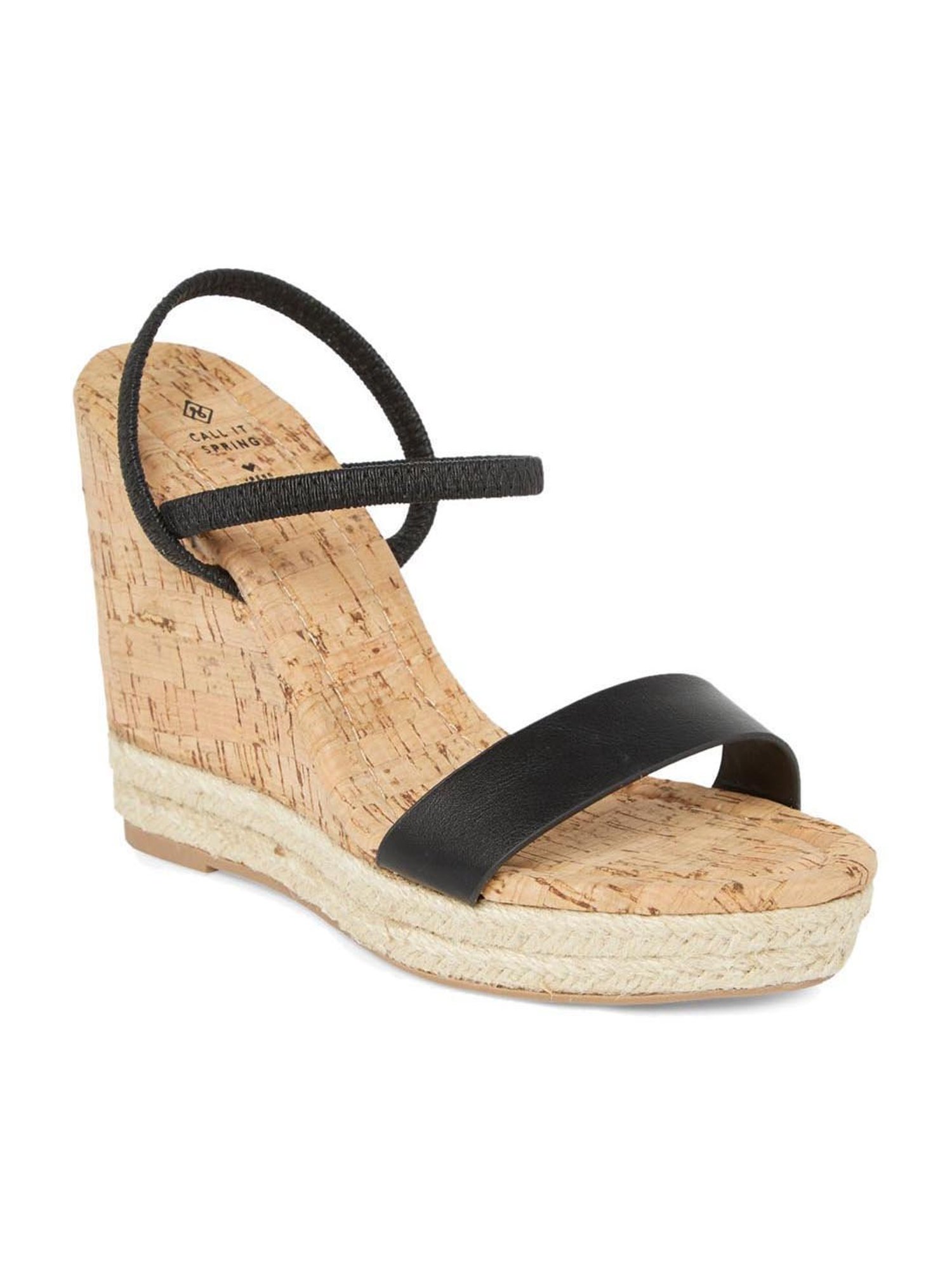 Call It Spring Women's Hanenburg Black Ankle Strap Wedges