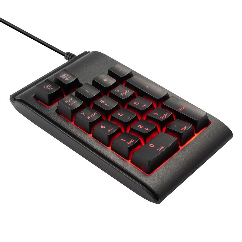 Insten RGB Backlight USB Numeric Keypad, Portable Mini Wired Numpad, 19 Keys Number Keyboard Extension, For Laptop Desktop Computer PC, Black