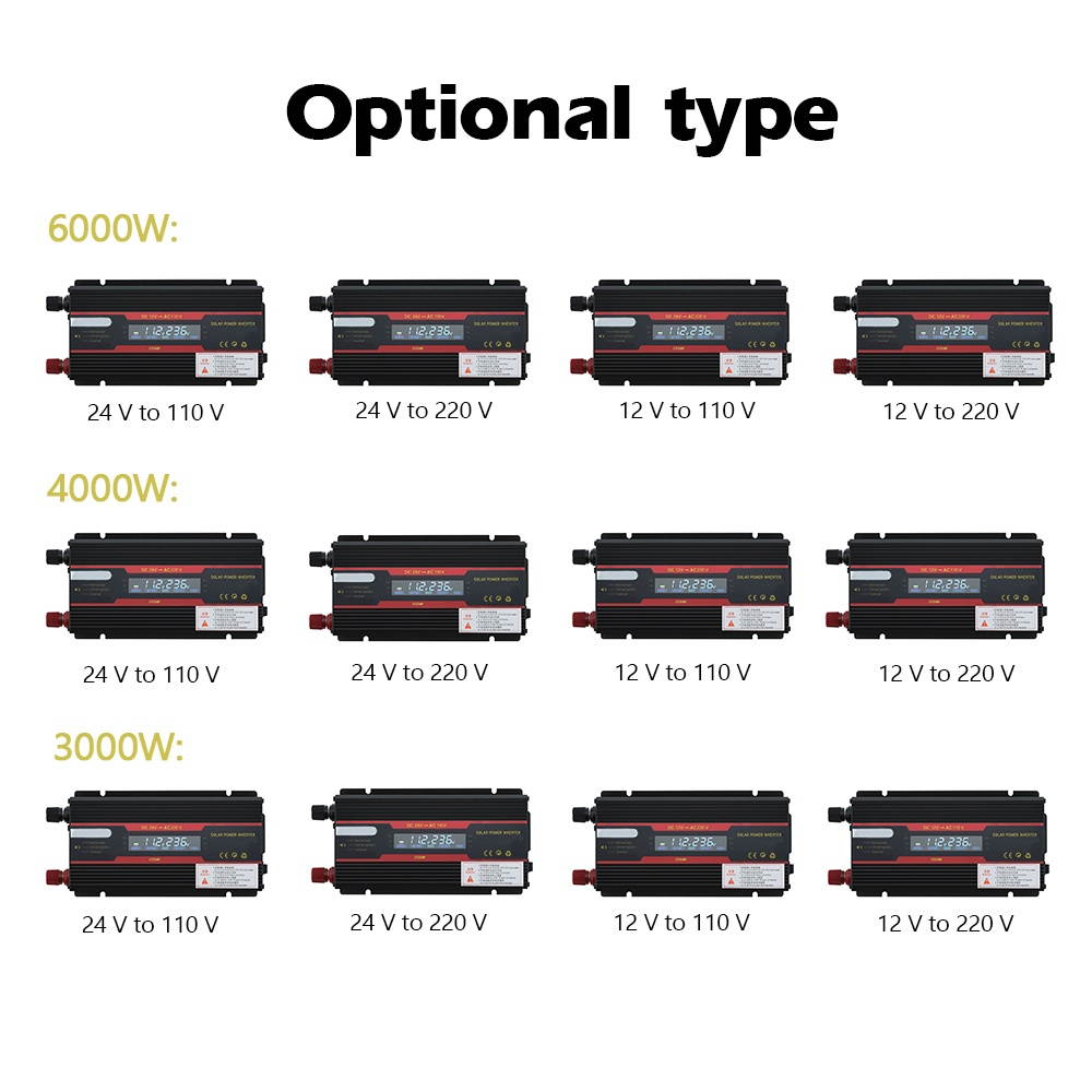 Intelligent Solar Power Car Inverter Modified Sinewave Converter with LCD Display