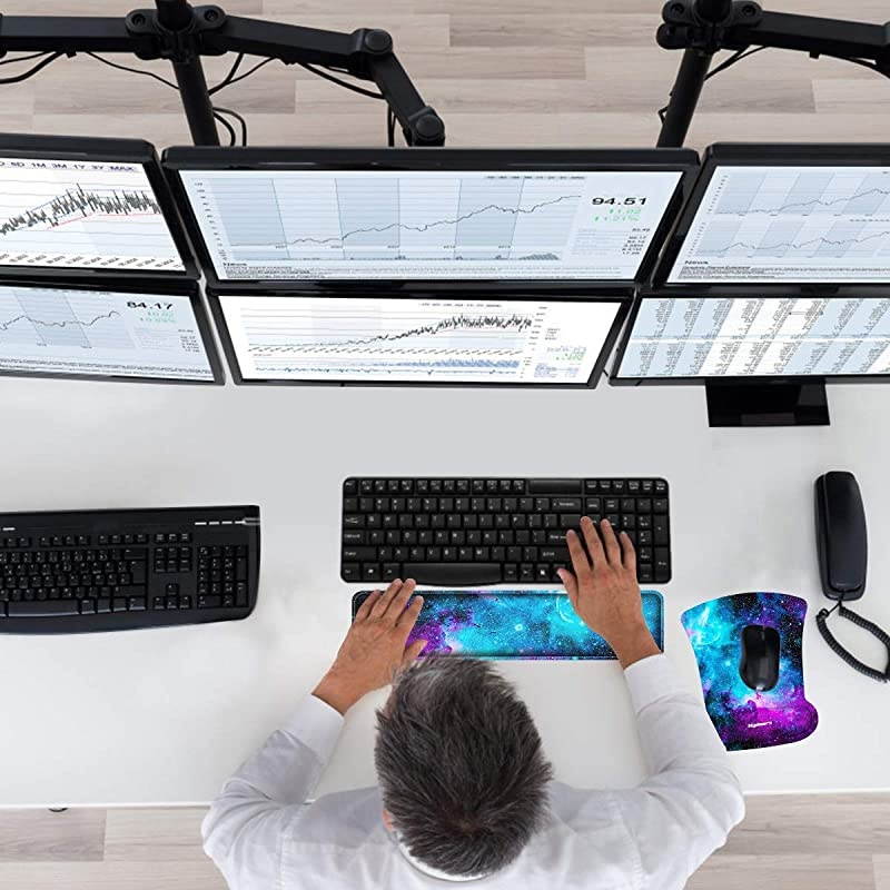 Wrist Rests for Keyboard and Mouse Comfortable Memory Foam Wrist Support Pad Ergonomic Design Easy Typing for Office Home Gaming Using