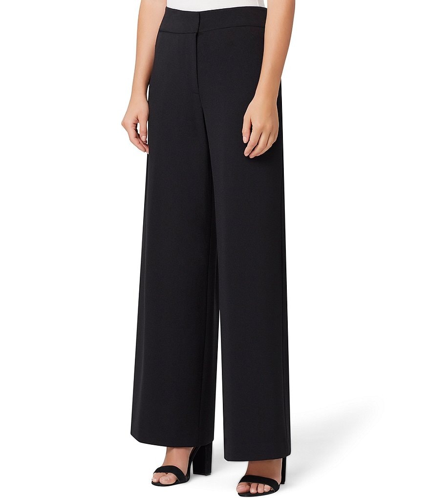 Tahari ASL Wide Leg Waistband Elastic Back Mid Rise Crepe Pants