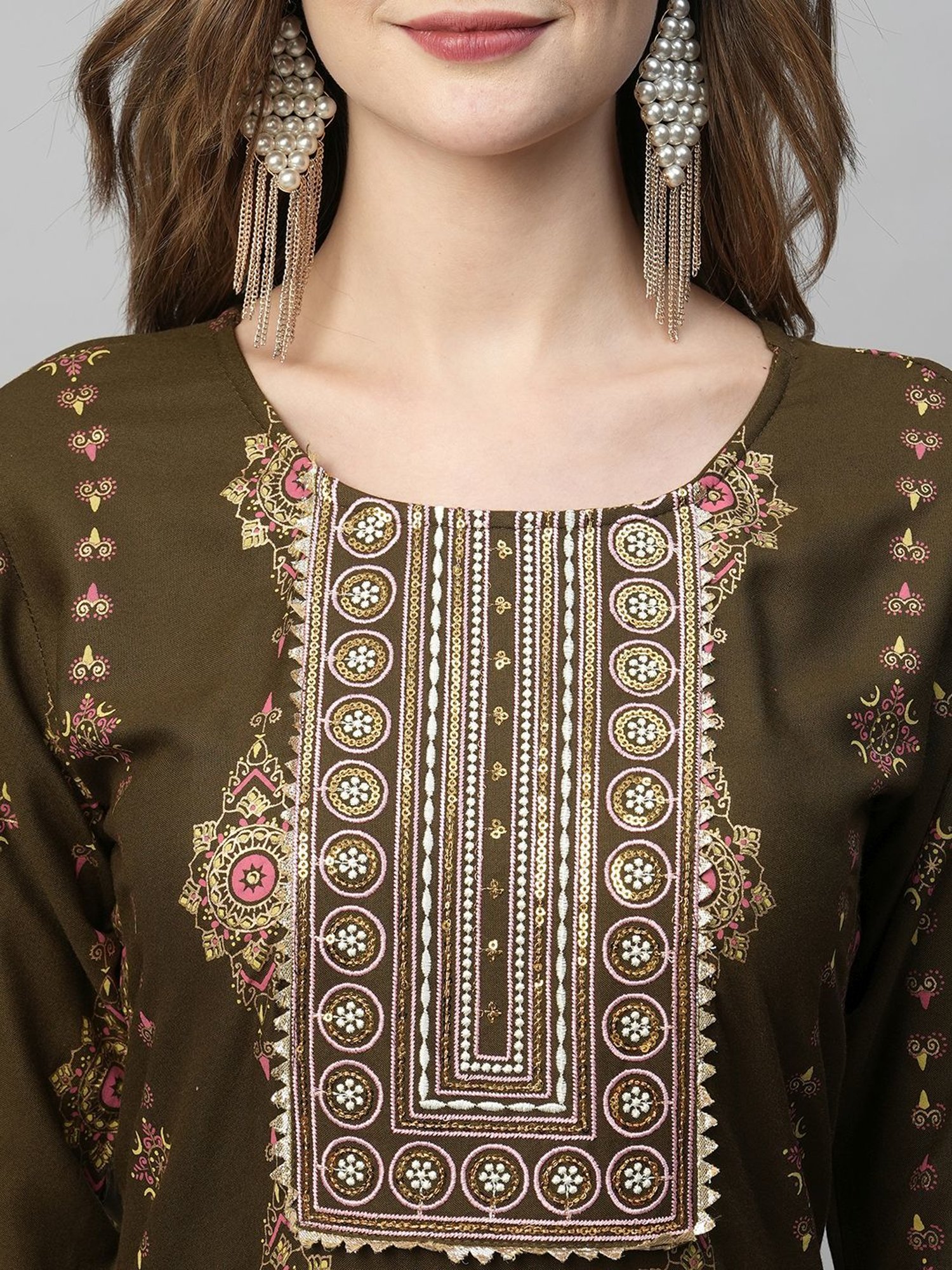 KIANA Green Printed Maxi Dress