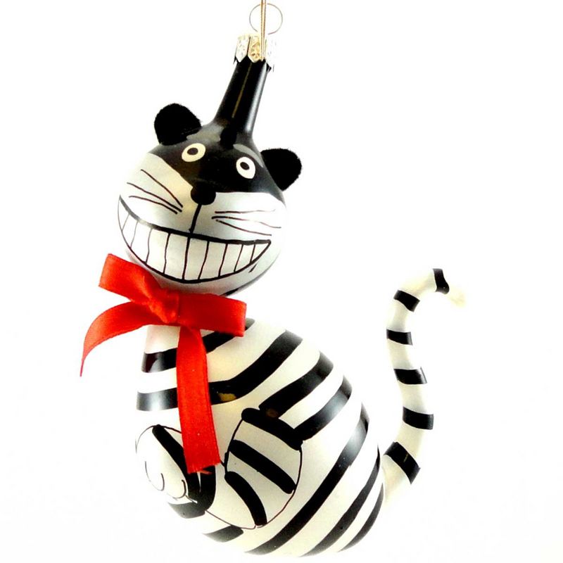 Italian Ornaments 5.0" Cheshire Cat With Ribbon Ornament Alice Wonderland  -  Tree Ornaments