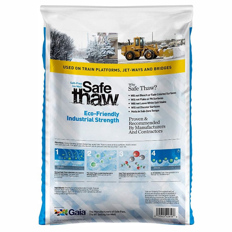 Safe Paw Thaw Industrial Strength Salt Free Pet Safe Snow Ice Melter and Traction Agent for Concrete, Asphalt, Decks, Lawns, and More, 43 Pound Bag