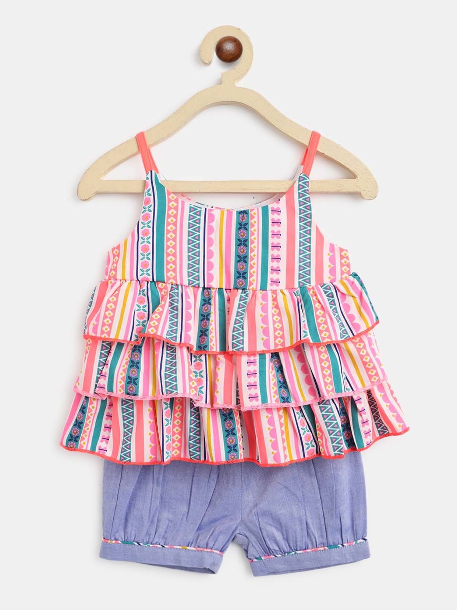 Nauti Nati Kids Multicolor Printed Top with Shorts