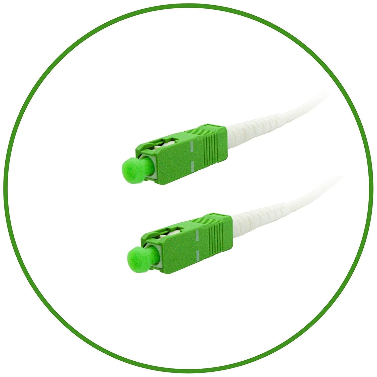 FiberShack - White SC/APC to SC/APC Fiber Optic Patch Cable. for in Home Fiber Networks. (1M White SC/APC to SC/APC)