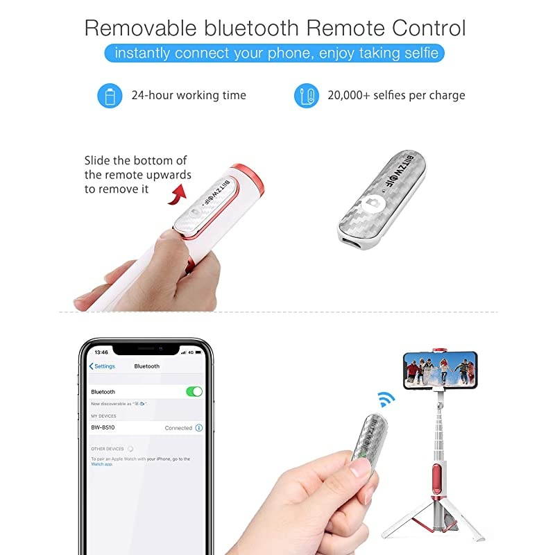 Selfie Stick Tripod  Lightweight Aluminum All in One Extendable Bluetooth Selfie Stick Tripod with Remote for iPhone 1111 ProXS MAXXRXSX88 Plus7 Galaxy S10S9 MoreWhite amp Pink