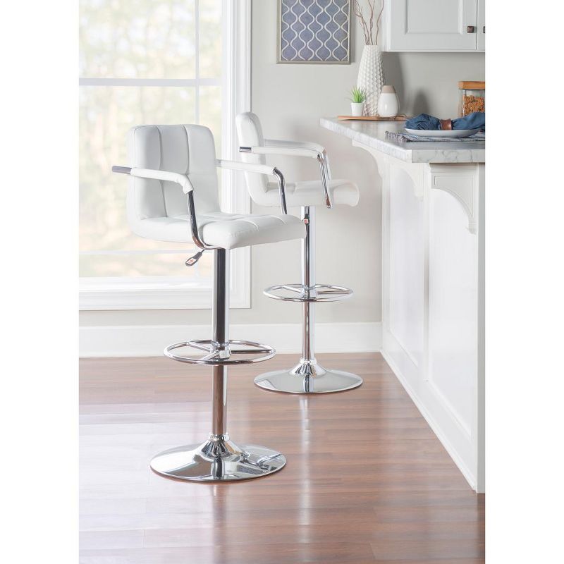 Powell Chrome and Black PU Barstool