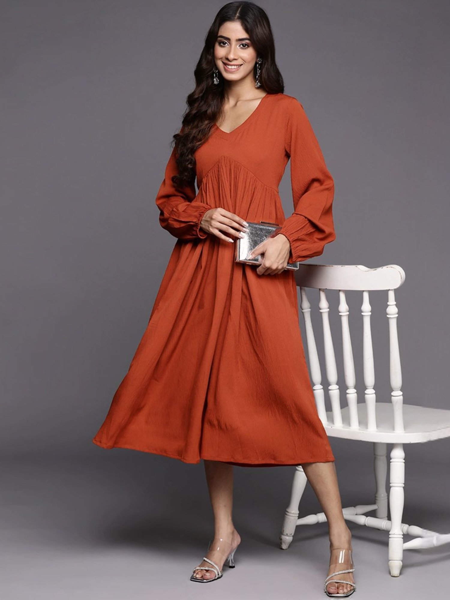 Varanga Rust A-Line Dress