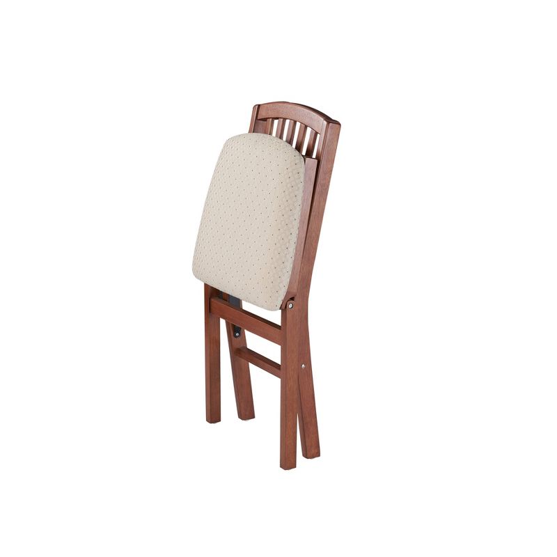 2pc Slat Back Folding Chairs Cherry - Stakmore