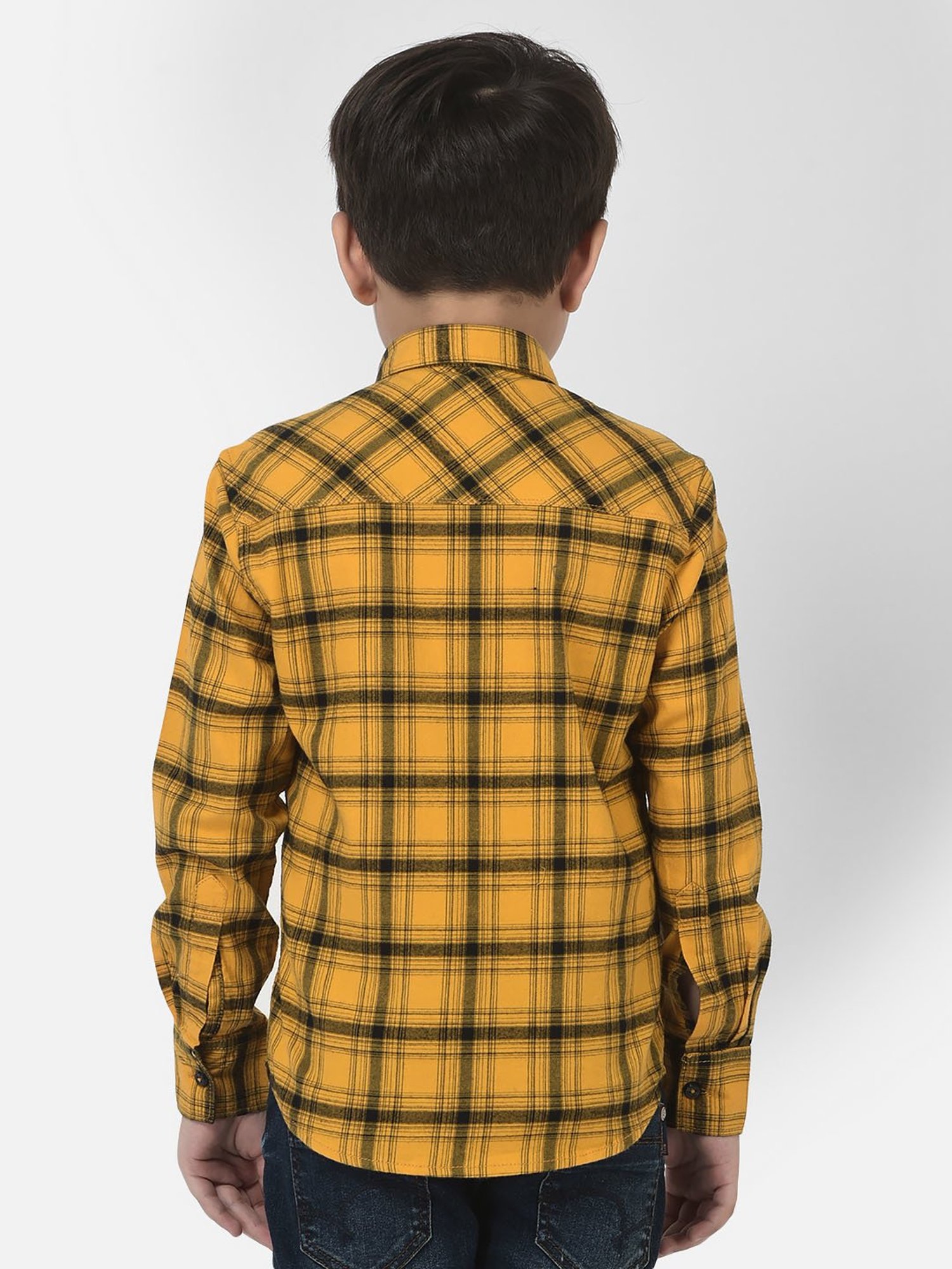 Crimsoune Club Kids Mustard Checks Full Sleeves Shirt
