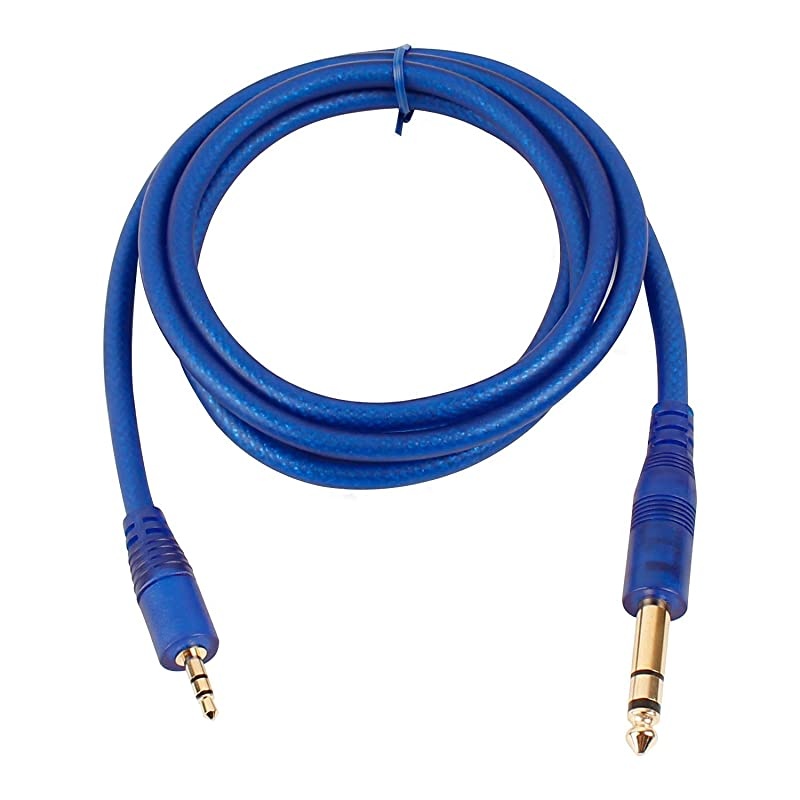 Male to 14 Male Stereo Cable Gold Plated 35mm Male to 635mm 14 Male TRS Stereo Audio Cable Blue 5 Feet