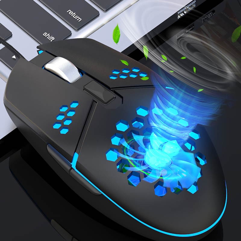 USB Wired Game Mouse Adjustable DPI Computer RGB Luminous Mice Macro Program Cable TV Bidding Mouse Fan Cooling For Laptop PC