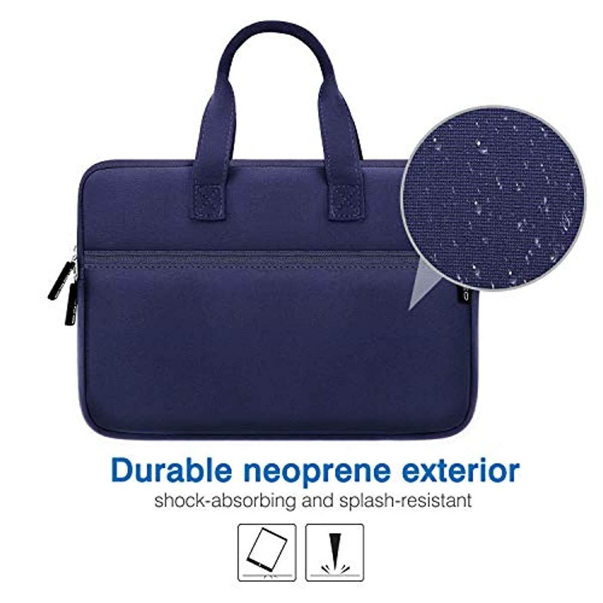 MoKo 9-11 Inch Kids Tablet Sleeve, Portable Neoprene Zipper Carrying Sleeve Case Bag Fits iPad Air 4 10.9, iPad Air 3 10.5, iPad Pro 11/10.5 Inch Tablet Handle Bag with Accessory Pocket - Indigo