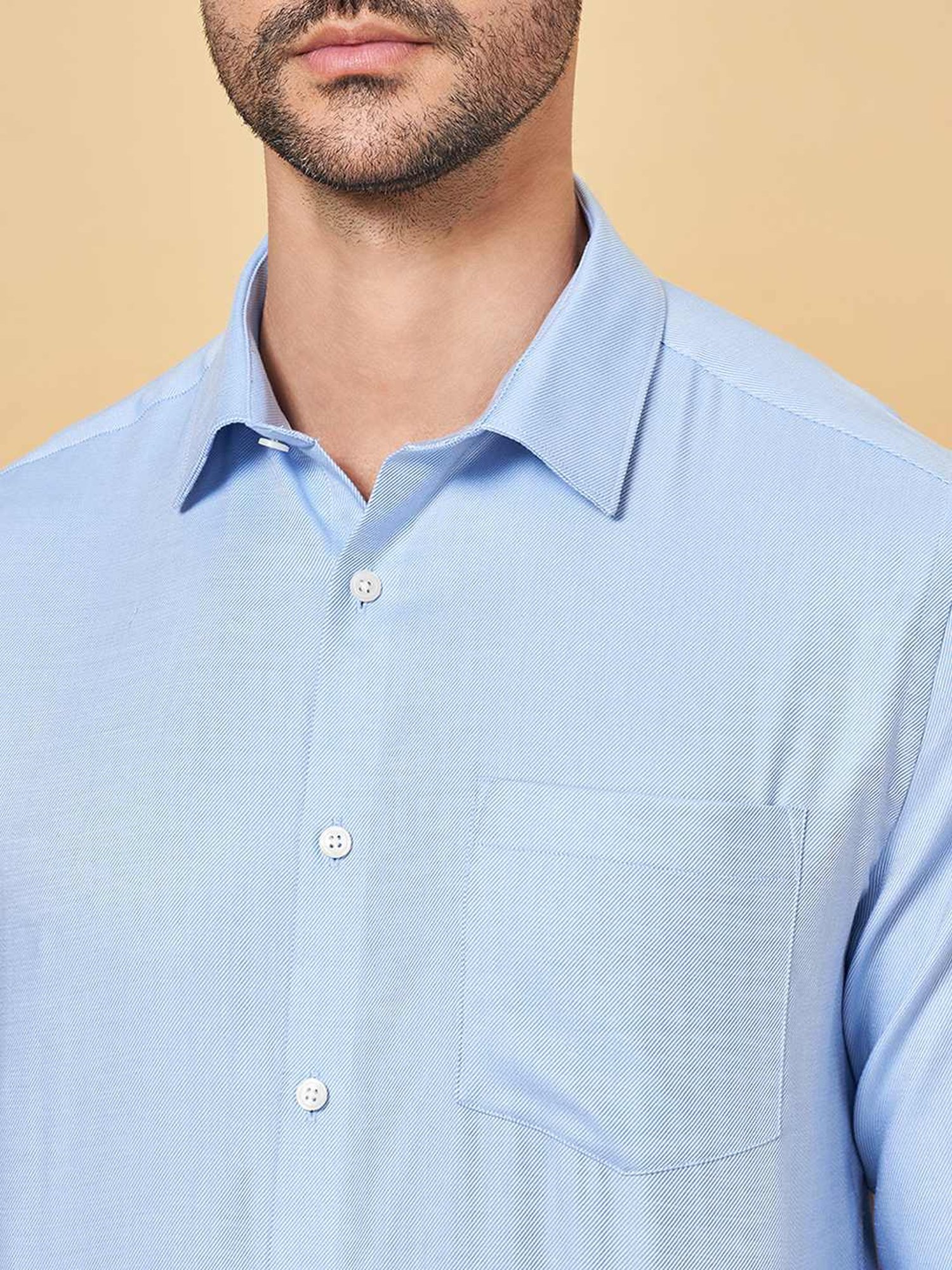 Peregrine by Pantaloons Placid Blue Cotton Regular Fit Shirt