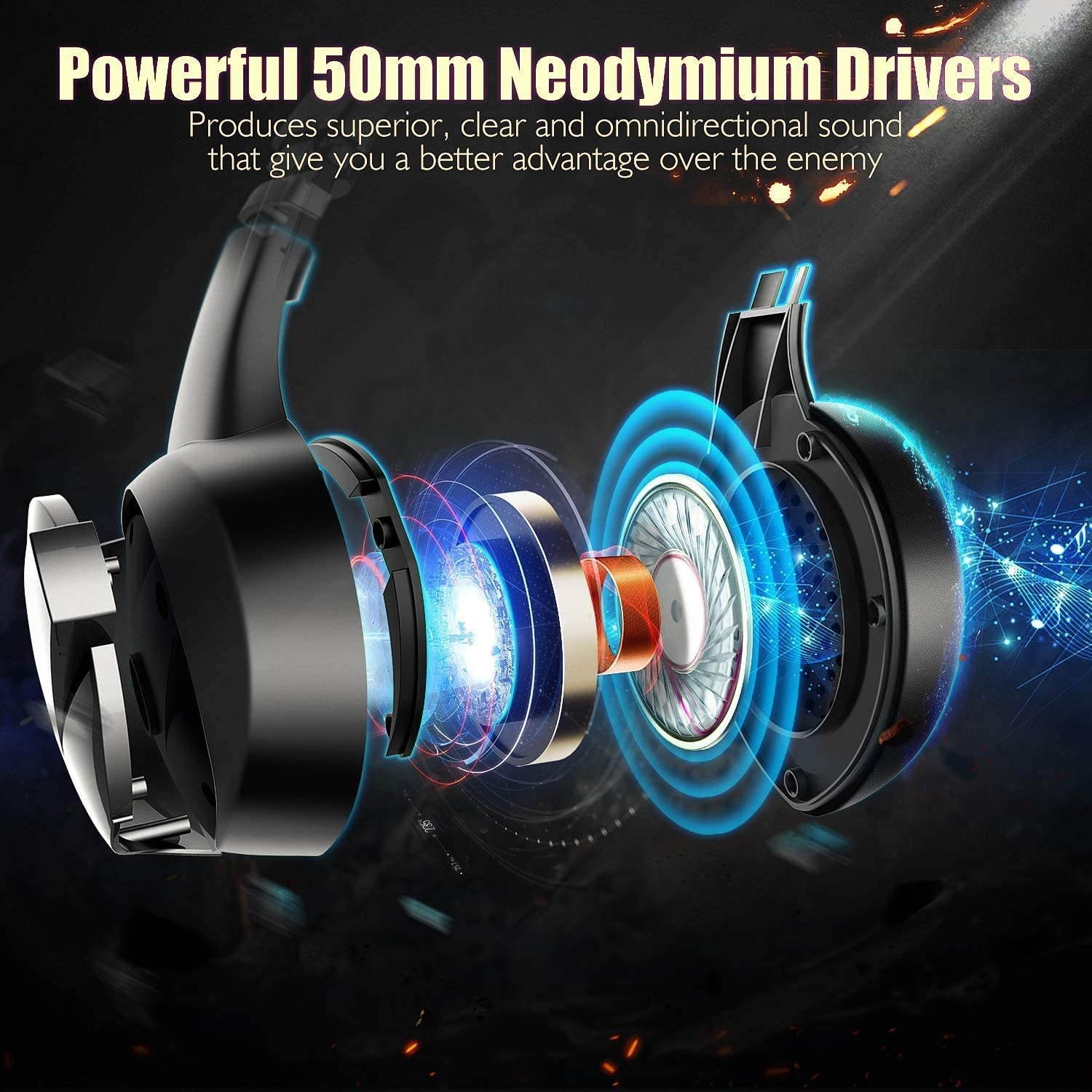 Beexcellent Gaming Headset, PS4 Xbox One Headset with Stereo Bass Surround Sound, Gaming Headphones with Noise Cancelling Mic for PS4 Xbox One PC Laptop Mac - RGB LED Light