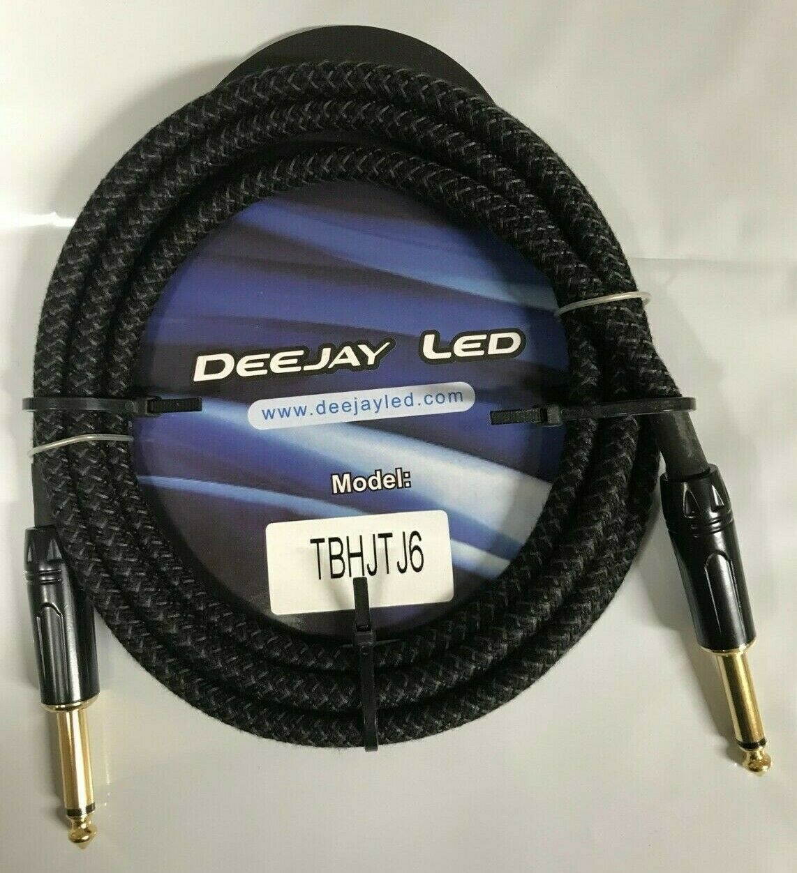 Deejay LED - TBHJTJ6 - 1/4" To 1/4" Braided Fabric Cable - Black - 6 ft.