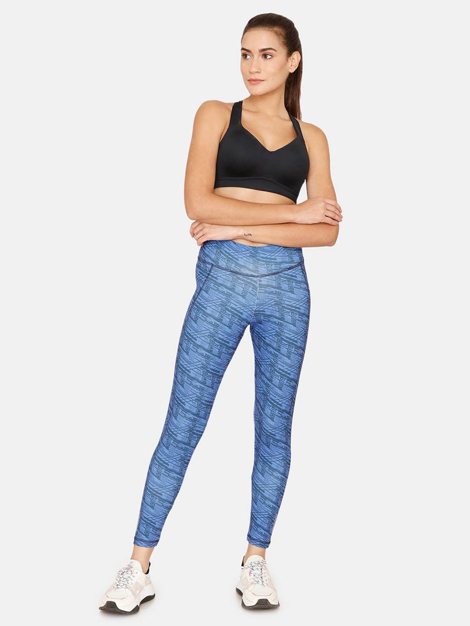 Zelocity by Zivame Blue Printed Tights