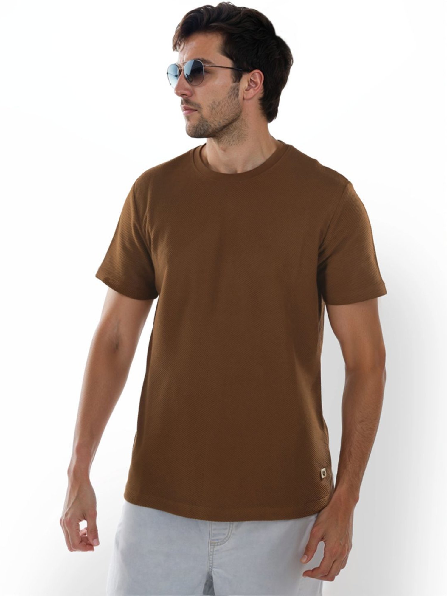 Celio* Dk Brown Regular Fit T-Shirt