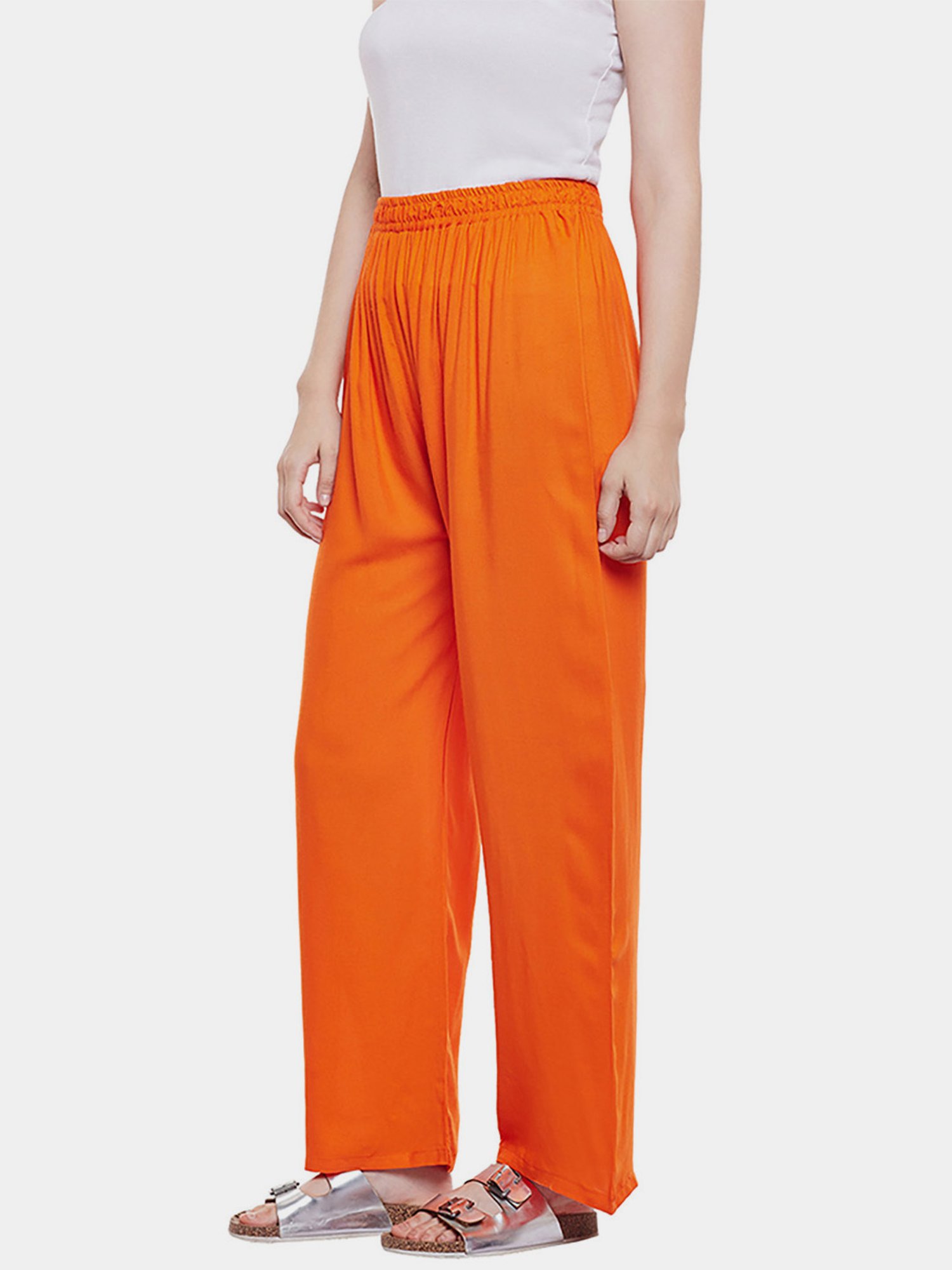 Castle Orange Straight Fit Palazzos