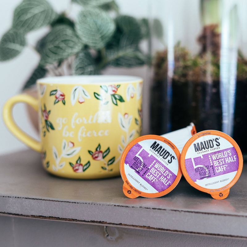 Maud's Half Caff Coffee (World's Best Half Caff), Recyclable Half Caff Coffee Pods – 100% Arabica Coffee California Roasted - 100ct