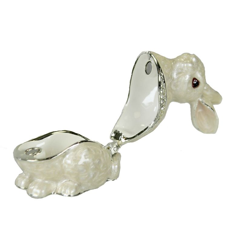 Hinged Trinket Box 2.25" White Rabbit Box Magnetic Hare Easter  -  Decorative Figurines