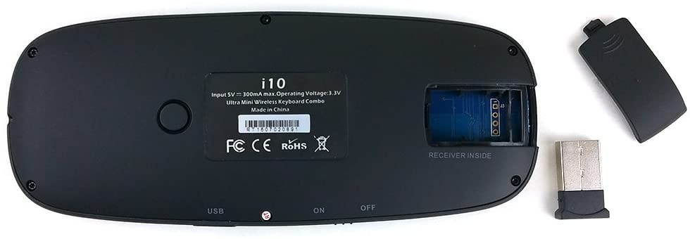 Rii Wireless Bluetooth 2.4GHz Keyboard Touchpad Laser Pointer for TV Box PC Games, Black (i10 BT)