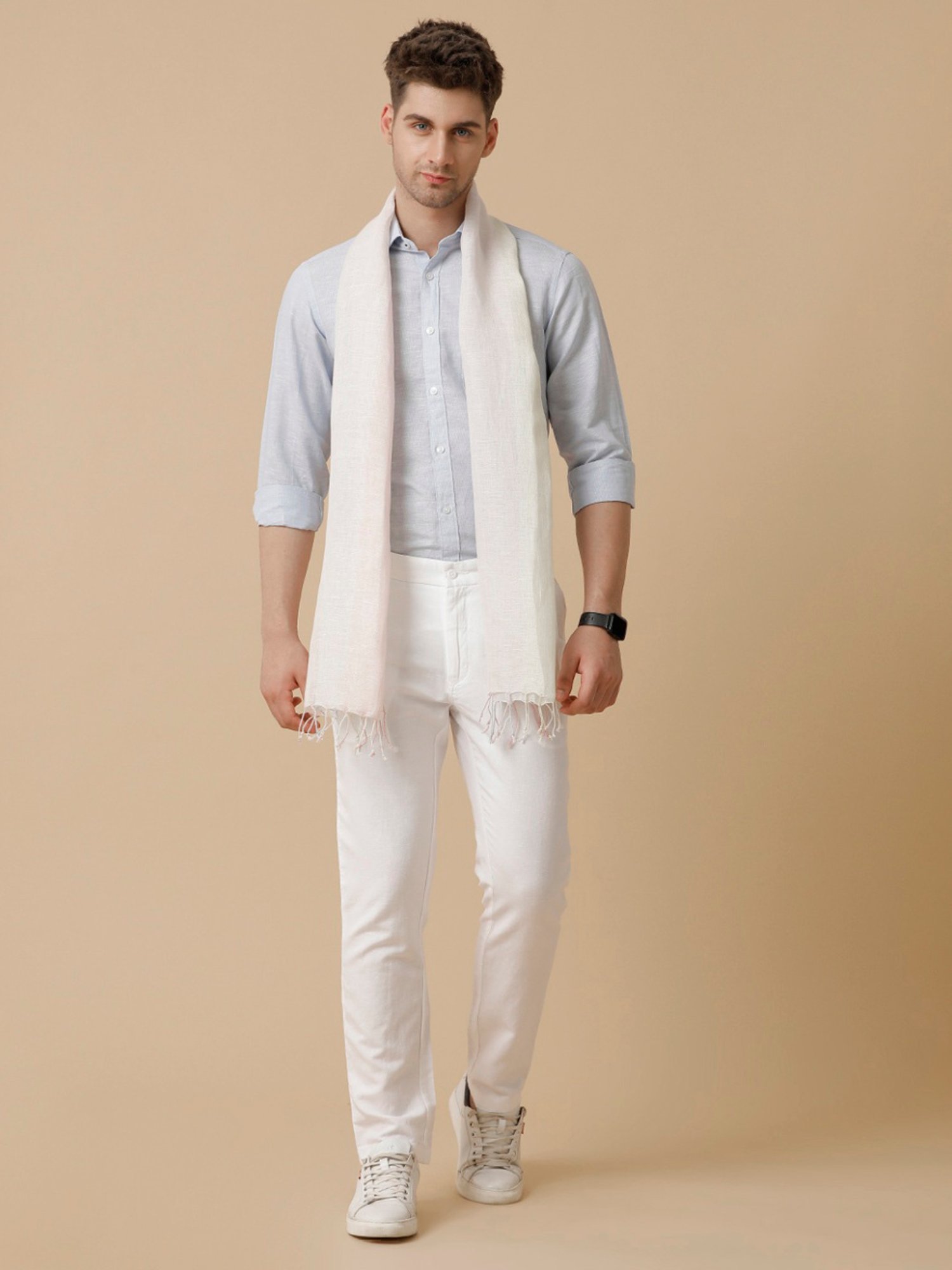 Linen Club Pink Solid  Stole