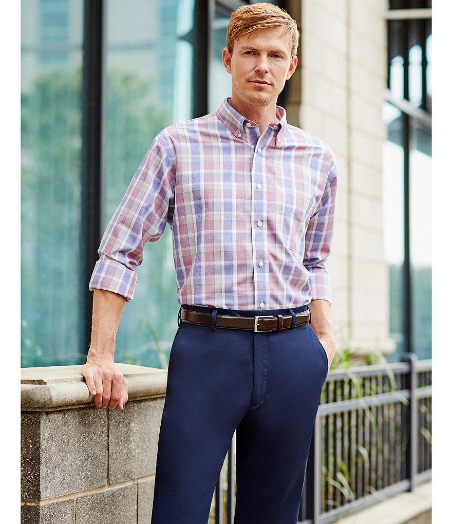 Cutter & Buck Versatech Pinstriped Long-Sleeve Dress Shirt