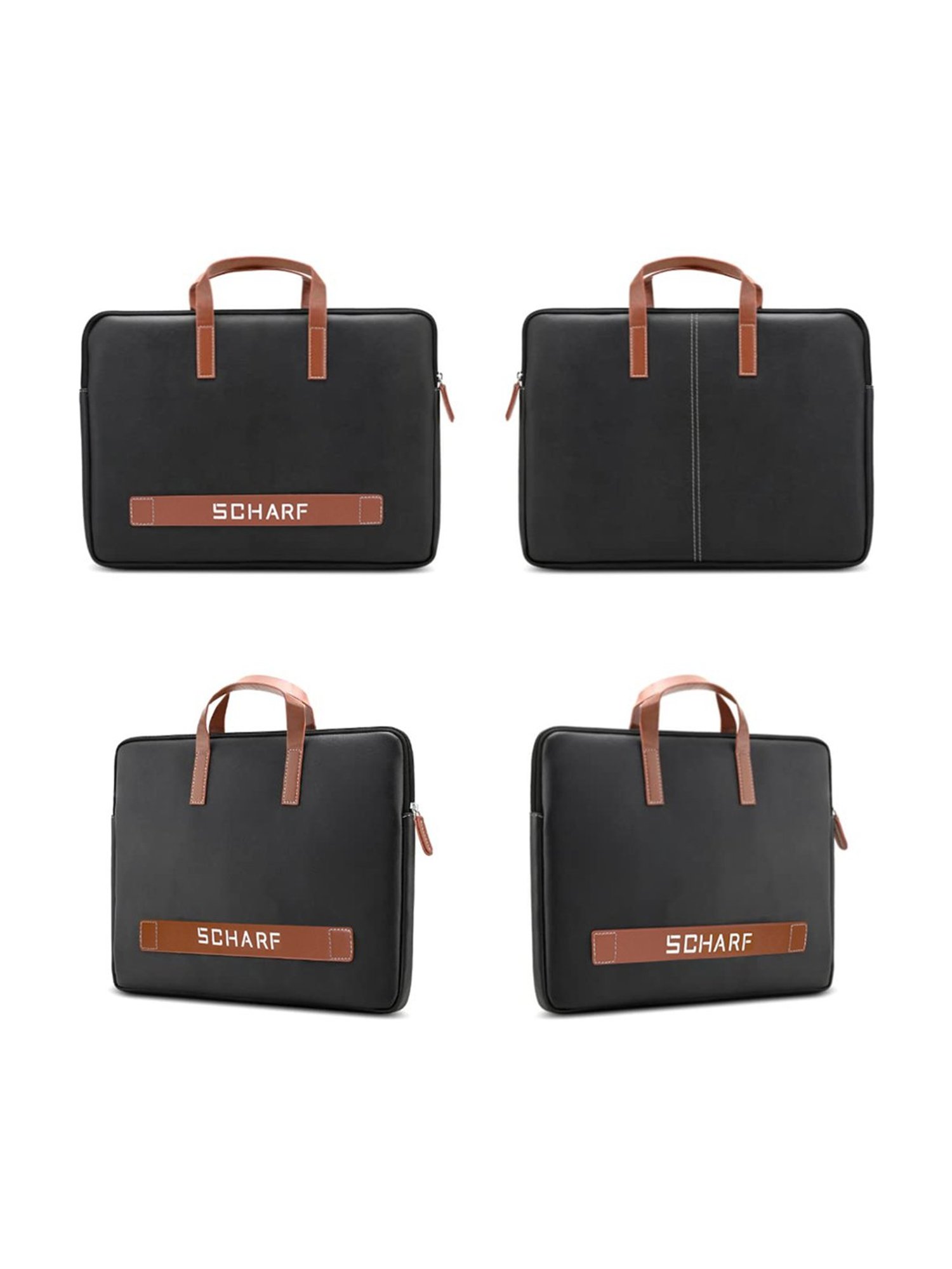 SCHARF Black Leather Laptop Bag