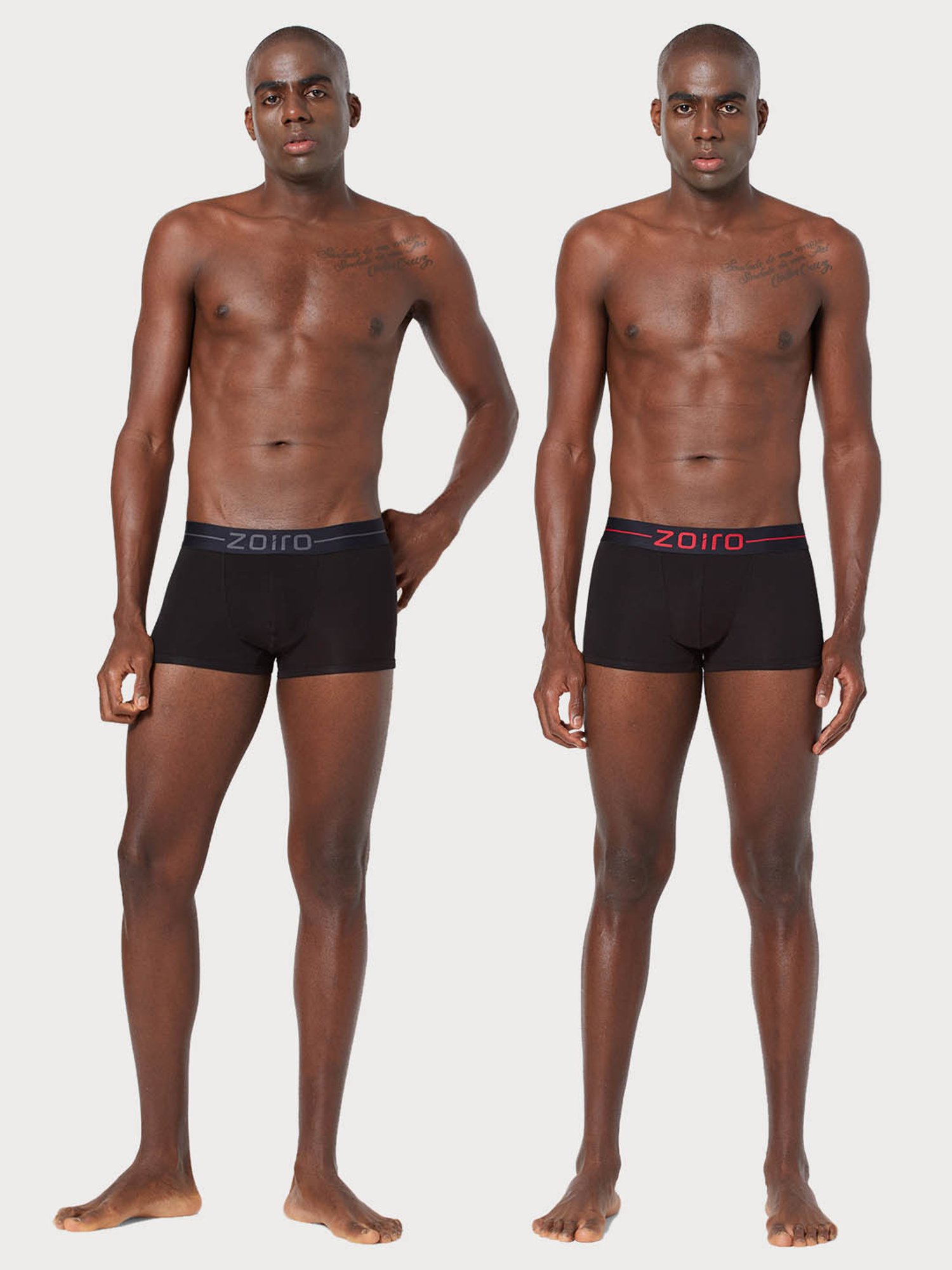 Zoiro Black Cotton Regular Fit Trunks - Pack Of 2