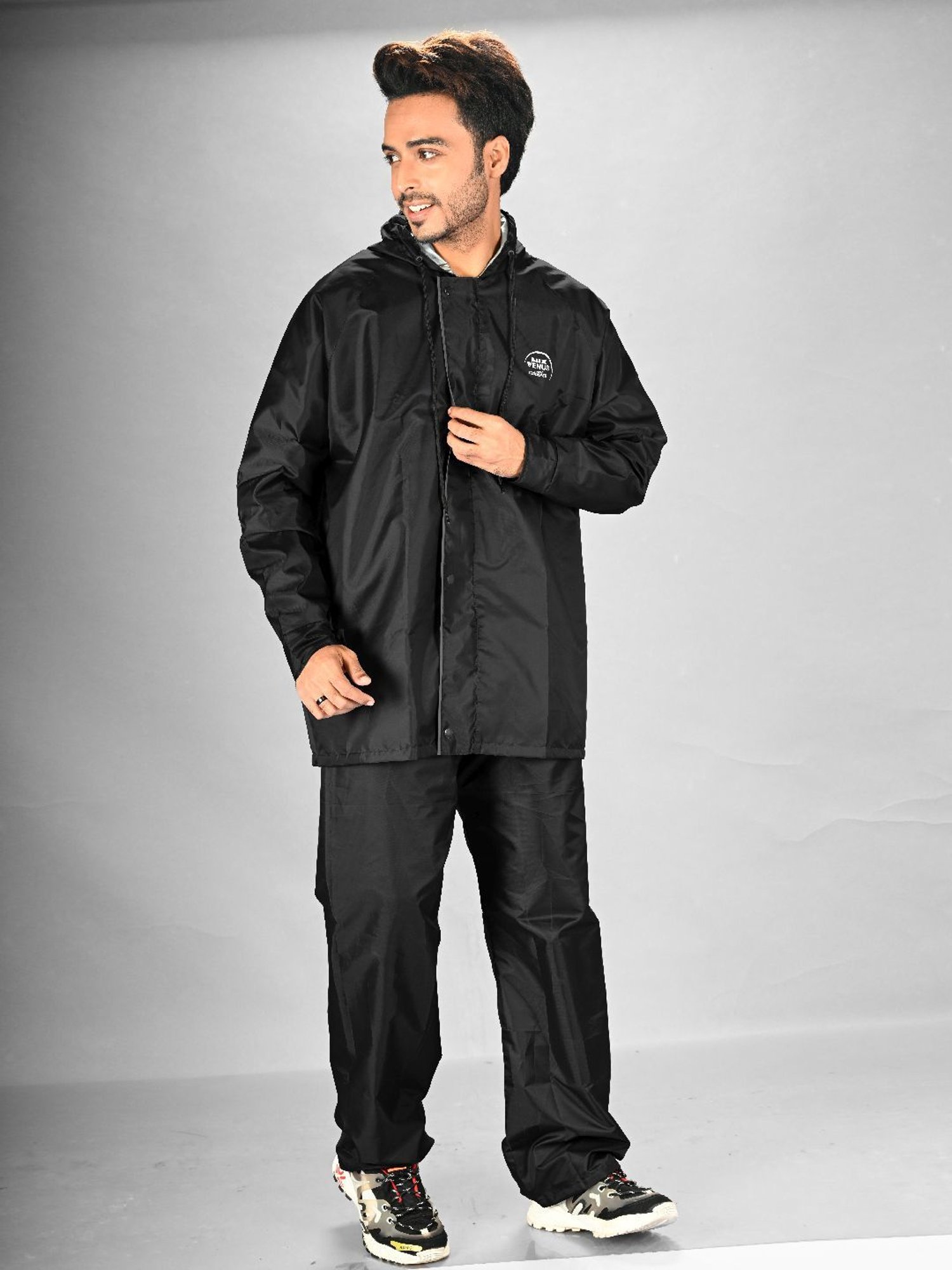Lux Venus Black Regular Fit Rainwear Jacket