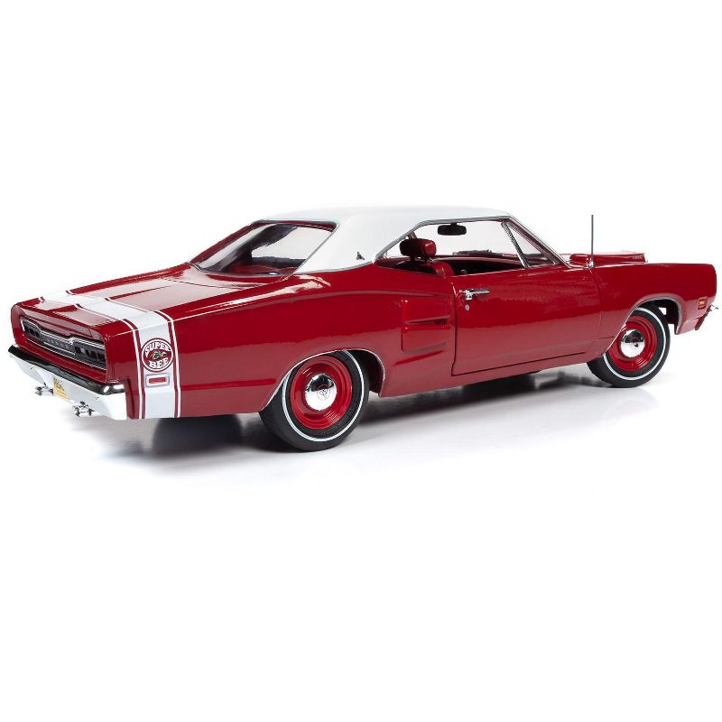 1969 Dodge Super Bee Hardtop Dark R6 Red with White Top "Class of 1969" 1/18 Diecast Model Car by Autoworld