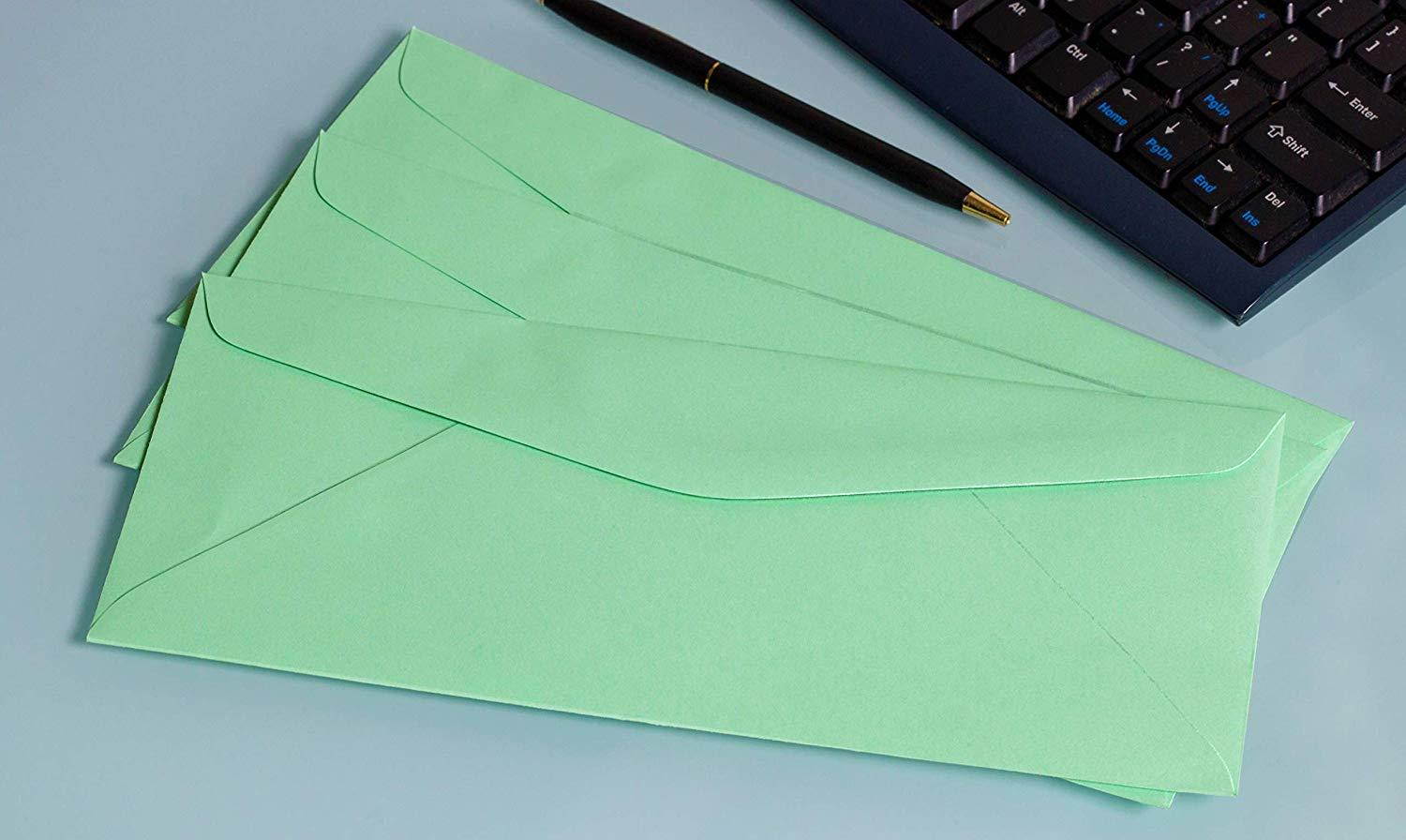#9 Green Regular Envelopes - Colored Envelopes Letter Size Documents - Blank 3 7/8 x 8 7/8 Colored Business Envelopes (Pack of 100)