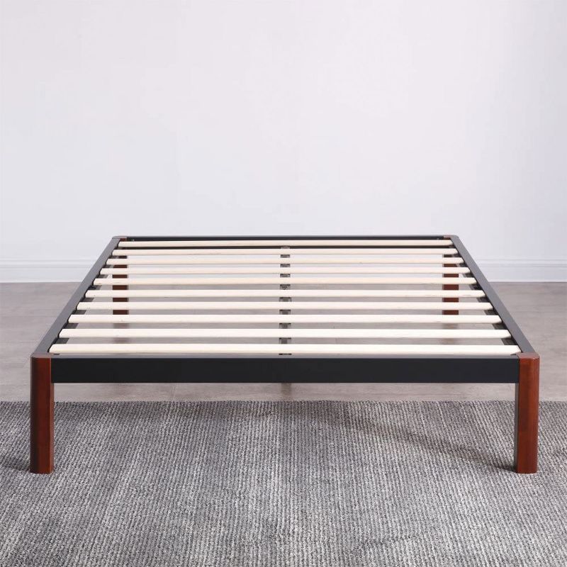 Classic Brands DeCoro Devon Modern Style Wood Slat and Metal Platform Bed Frame with 14 Inch Legs and No Box Spring Required, Queen Size