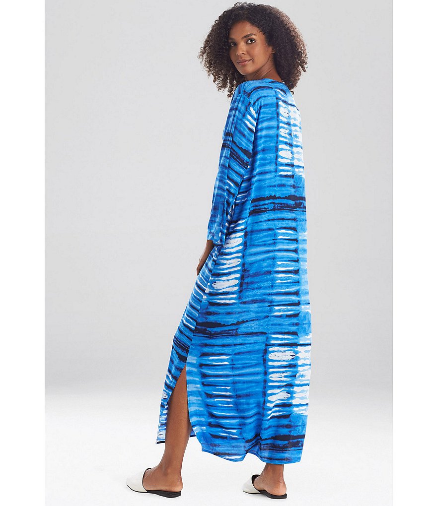 iRelax Printed Recycled-Knit Short Sleeve V-Neck Caftan