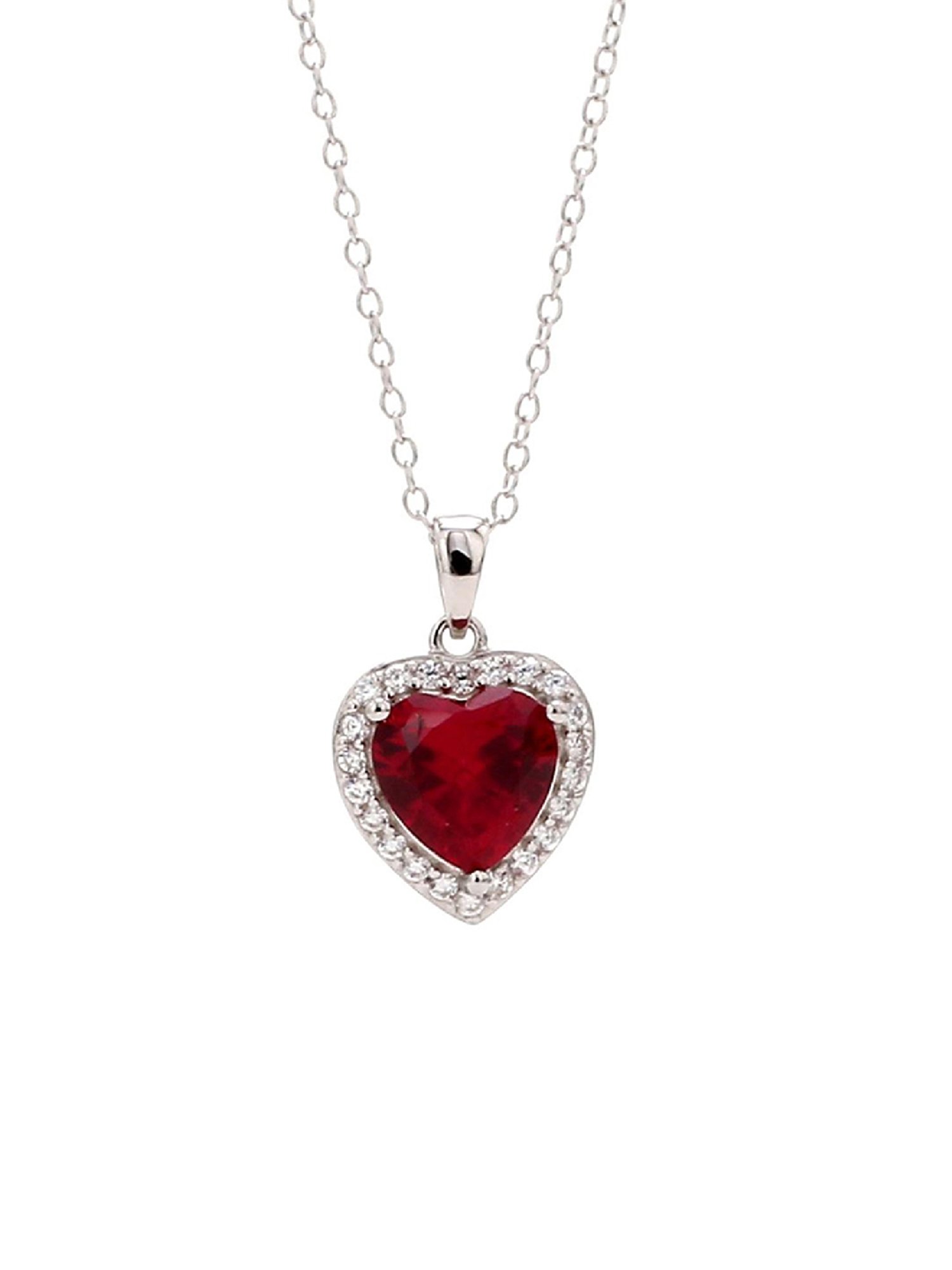 Ornate Jewels 92.5 Sterling Silver Heart-Shape Pendant with Chain for Women