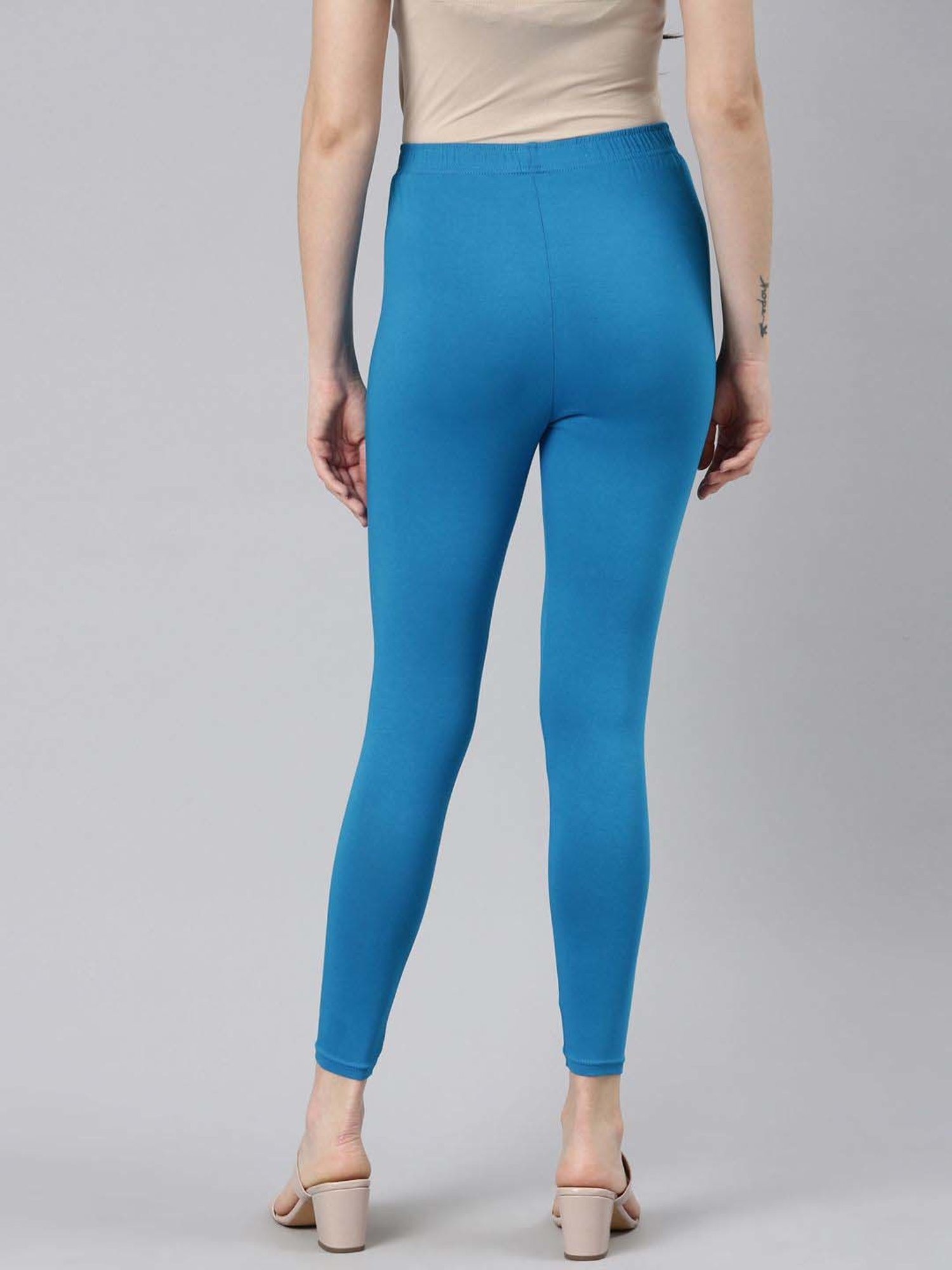 JCSS Grey & Blue Cotton Leggings - Pack Of 2