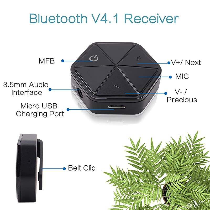 Audio Adapter Wireless Audio Receiver Clip Receiver V41 for HandsFree Call and Home Audio Music