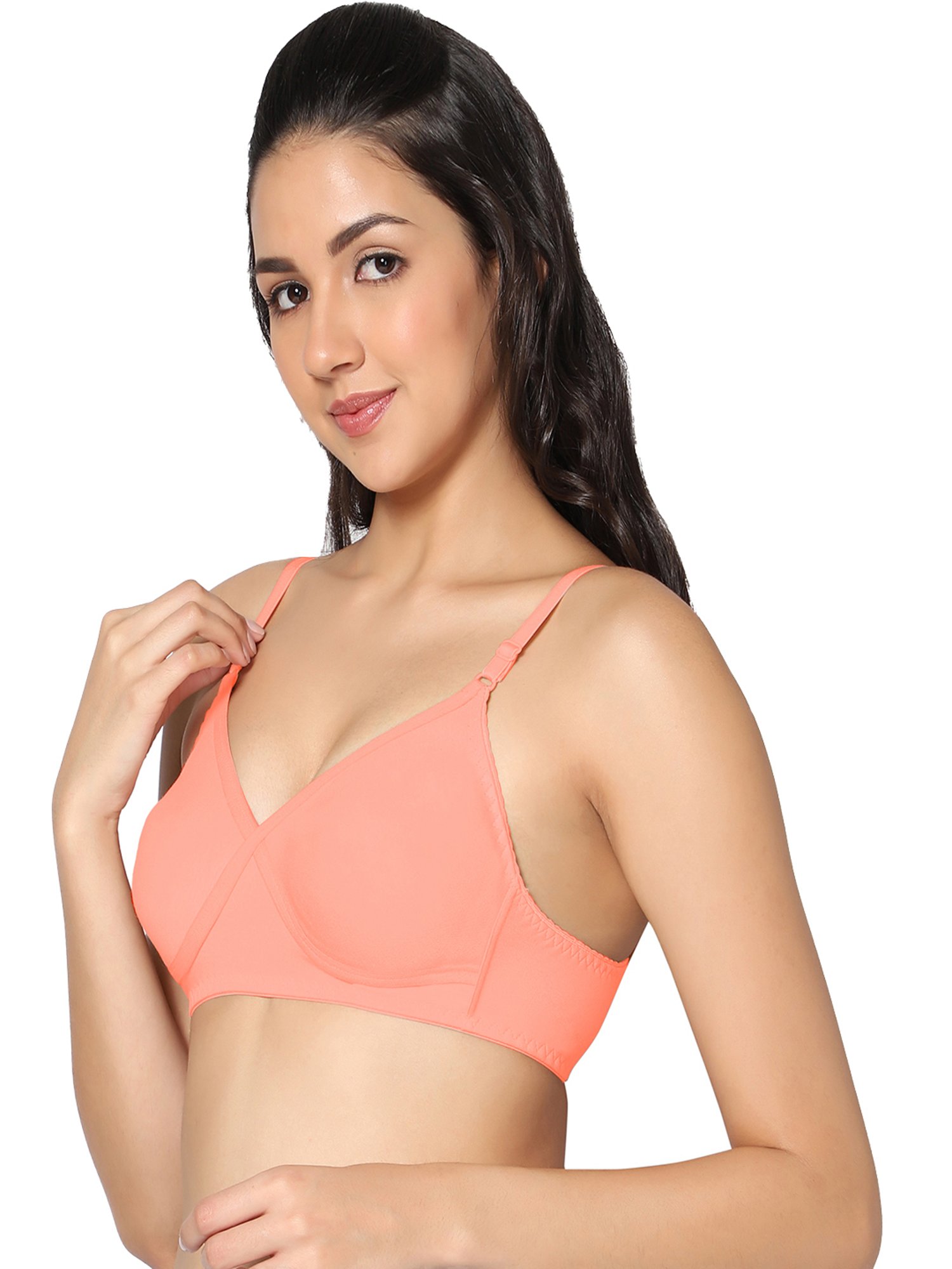 IN CARE Peach & Maroon Full Coverage Non-Wired T-Shirt Bra - Pack of 2