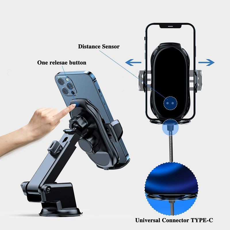 Wireless Car Charger Mount Auto-Clamping - FLYAMAPIRIT 10W Qi Fast Charging Air Vent Car Phone Holder Compatible with iPhone 12/pro max/Samsung S20/Note 20 All 4.7-6.7 Inch Phone (Black)